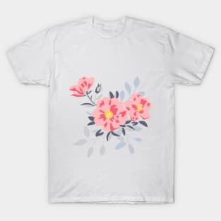 Bouquet of camellias in grey and pink T-Shirt